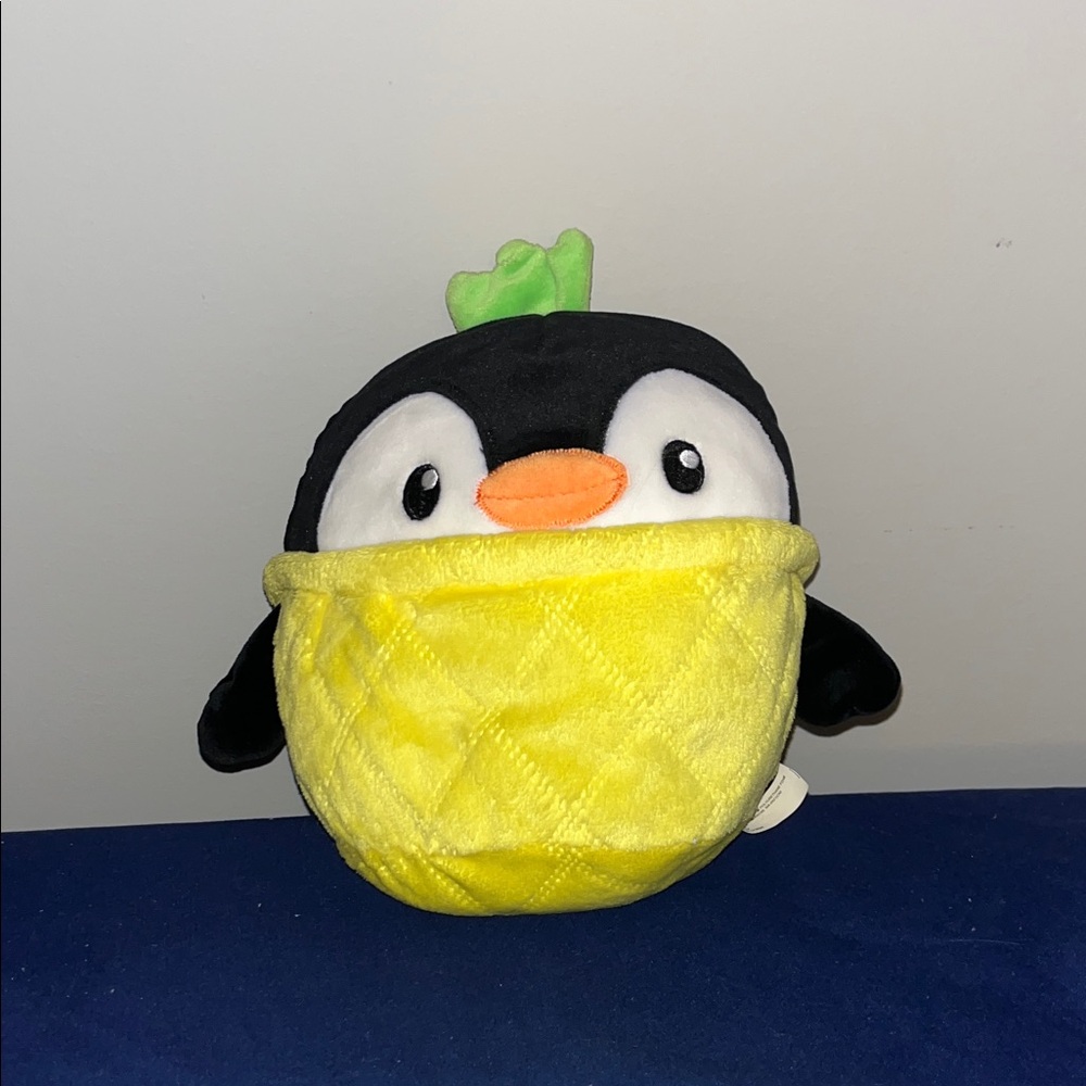 Penguin Plush Toy with Yellow Pineapple Costume